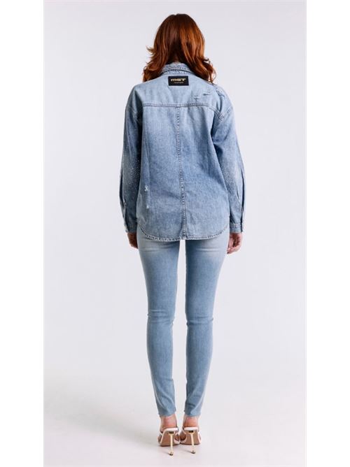 Camicia in denim over con strass Met Met | M10 145CM-UNI